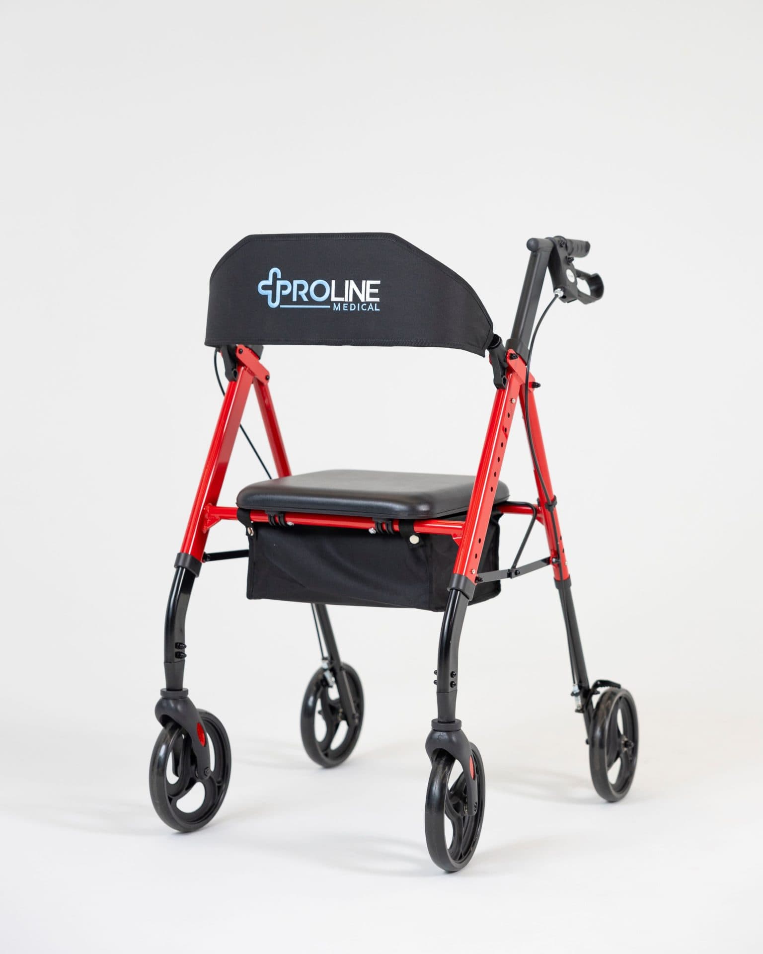 708U 8″ Aluminum Universal Height Rollator, Blue, Black, Red