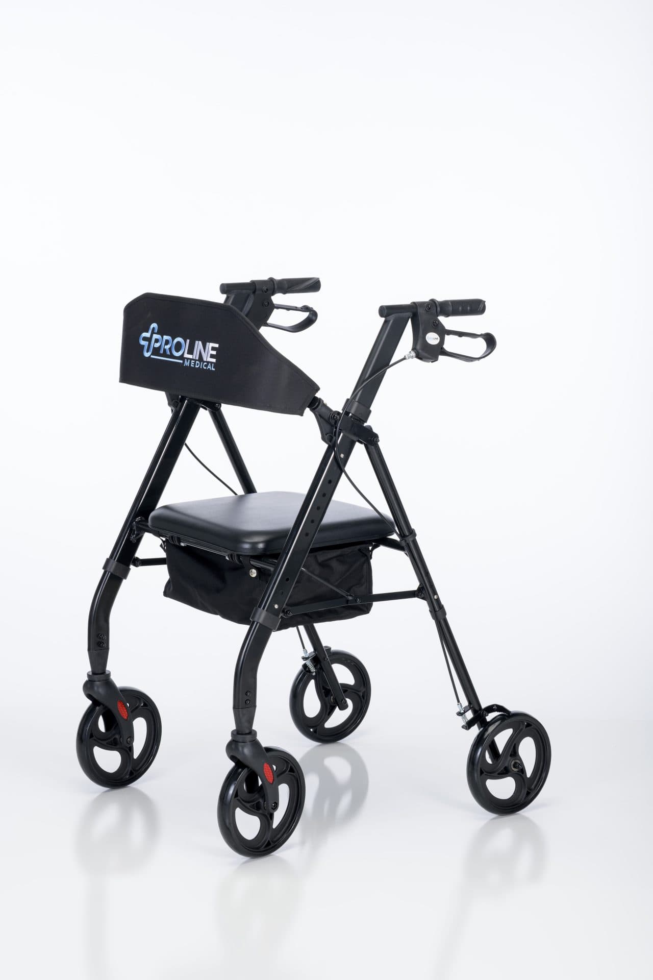 708U 8″ Aluminum Universal Height Rollator, Blue, Black, Red