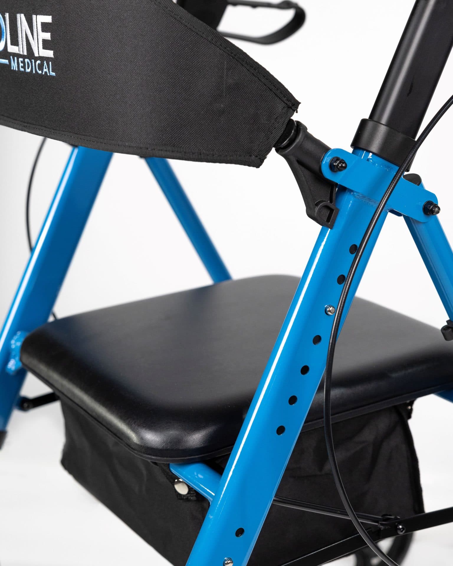 708U 8″ Aluminum Universal Height Rollator, Blue, Black, Red