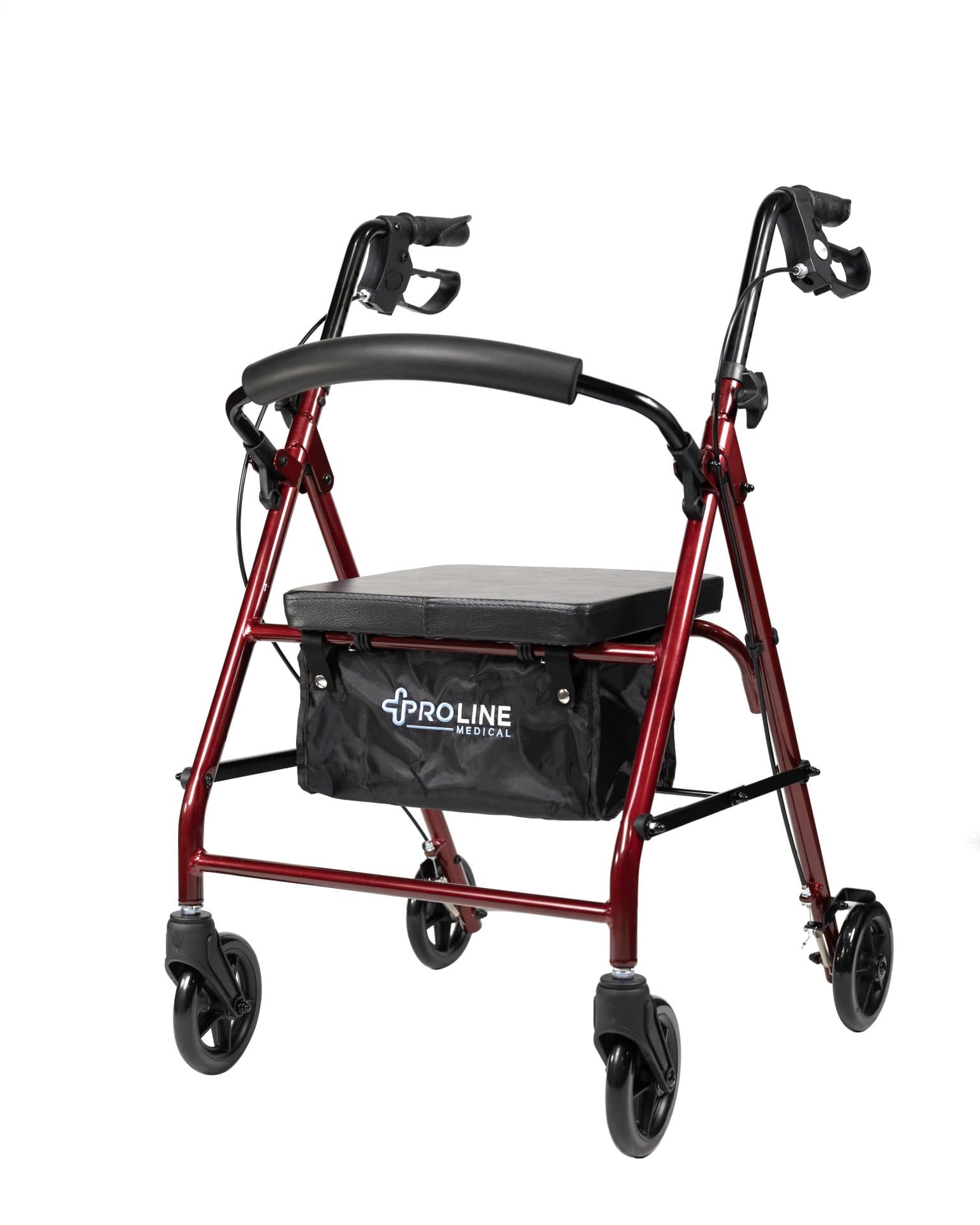 803S Four Wheel Steel Rollator, Blue, Burgundy