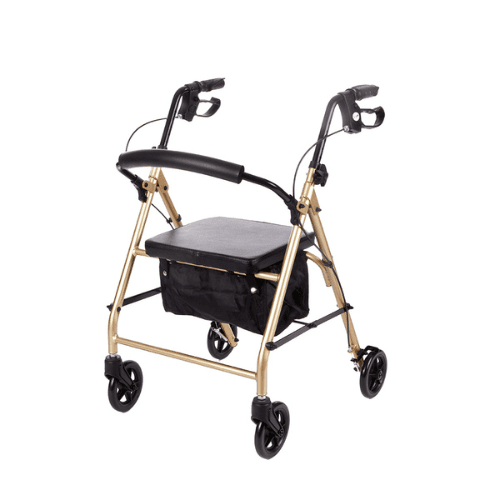 805 Four Wheel Aluminum Rollator, Champagne, Caribbean Blue, Red
