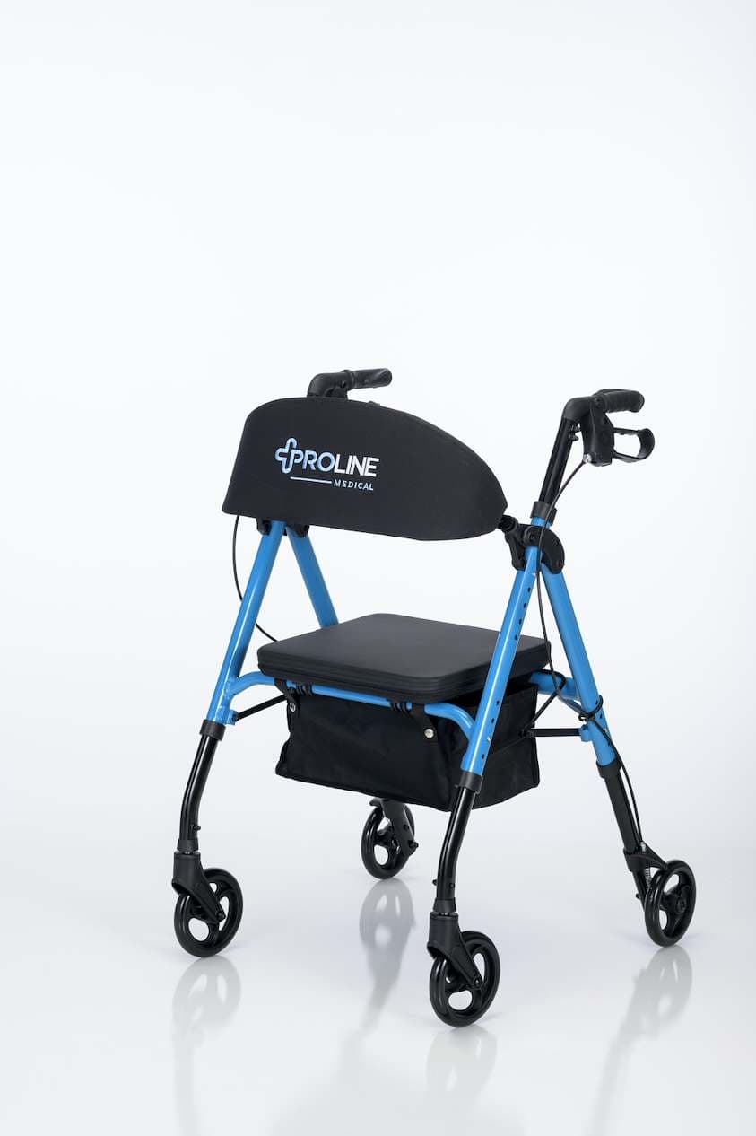 806U Universal Height Four Wheel Aluminum Rollator, Laser Blue, Laser Red, Amber Sunrise, Caribbean Blue