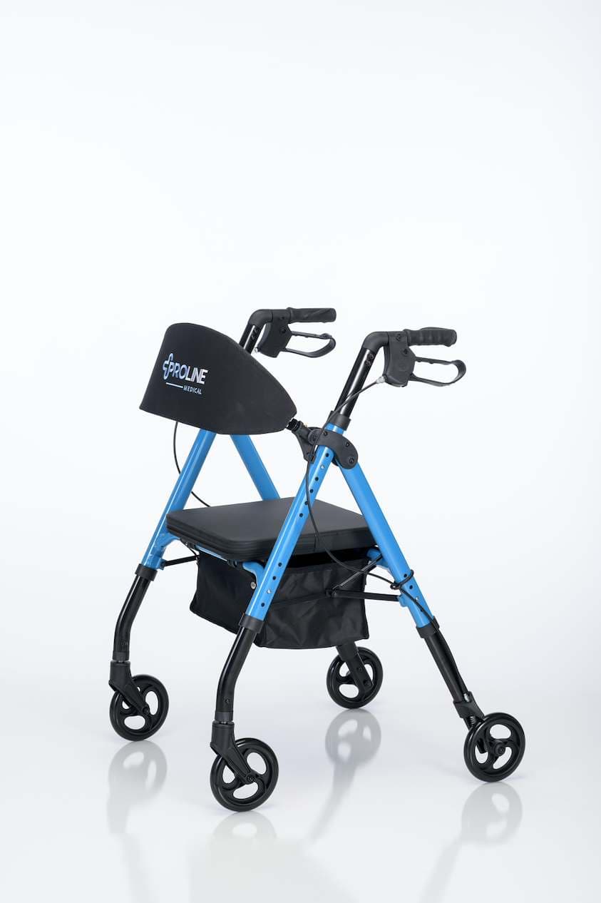 806U Universal Height Four Wheel Aluminum Rollator, Laser Blue, Laser Red, Amber Sunrise, Caribbean Blue