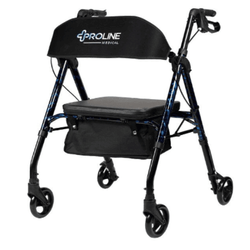 806U Universal Height Four Wheel Aluminum Rollator, Laser Blue, Laser Red, Amber Sunrise, Caribbean Blue