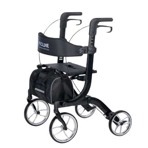 910 10” DLX Aluminum Euro Style Rollator w/ Chrome Wheels, 300Lb Weight Cap, Laser Red, Laser Purple, Laser Blue, Black, White , Red, Amber Sunrise