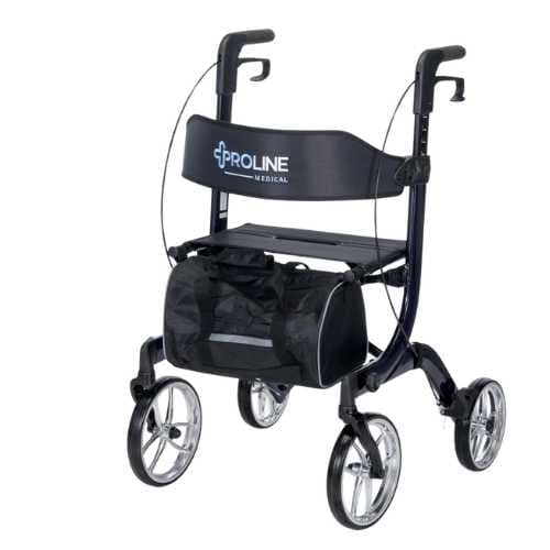 910 10” DLX Aluminum Euro Style Rollator w/ Chrome Wheels, 300Lb Weight Cap, Laser Red, Laser Purple, Laser Blue, Black, White , Red, Amber Sunrise
