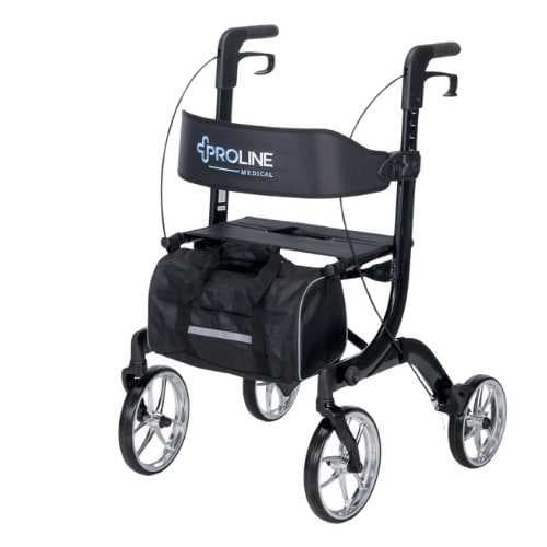 910 10” DLX Aluminum Euro Style Rollator w/ Chrome Wheels, 300Lb Weight Cap, Laser Red, Laser Purple, Laser Blue, Black, White , Red, Amber Sunrise