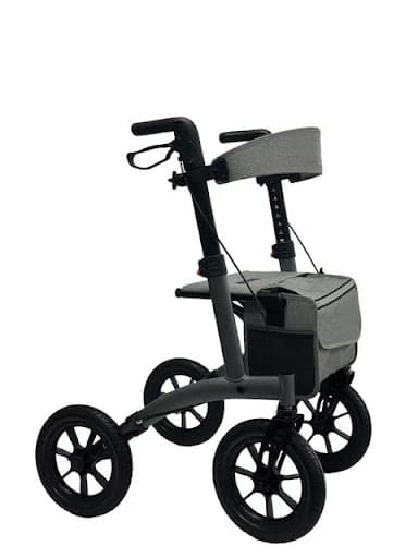 912- 12″ BAHA Aluminum Euro Style Rollator, 300 Lb Weight Cap, White, Matte Grey