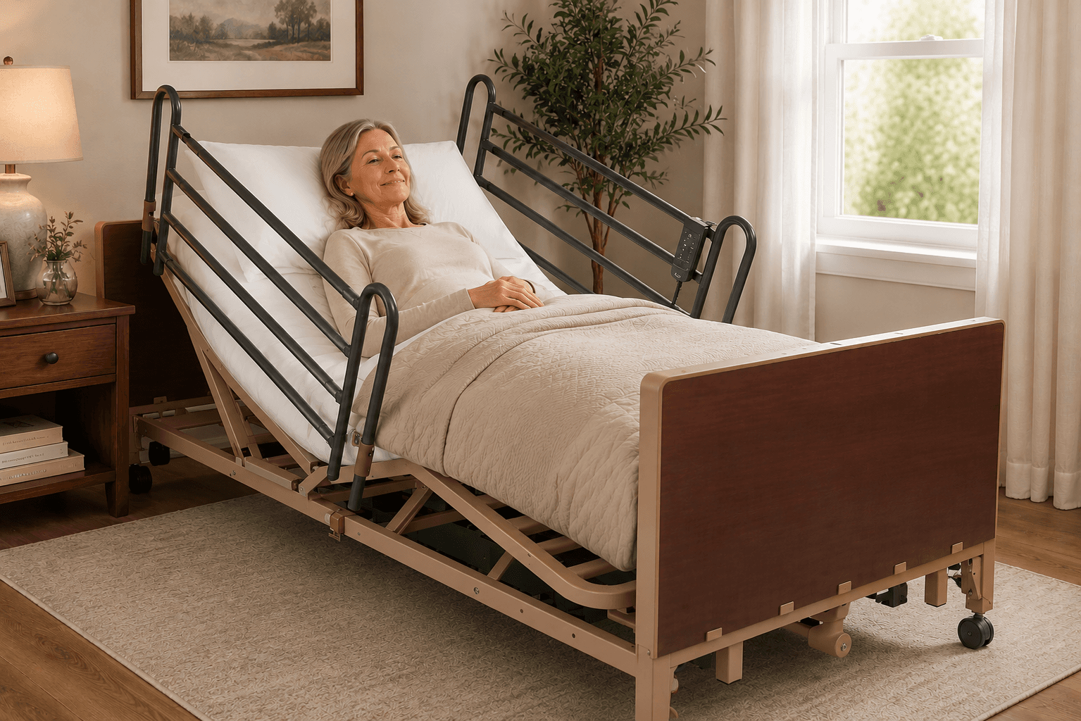 HC5500FEFR Full-Electric Low Homecare Bed with Full Rails