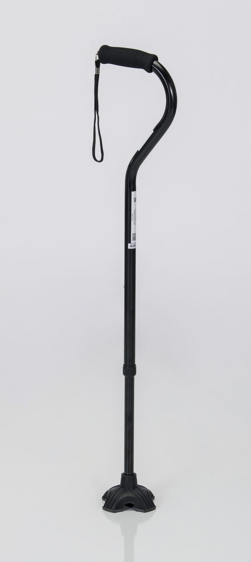 Offset Cane w/ Quad Tip, 250Lb Weight Cap, Black