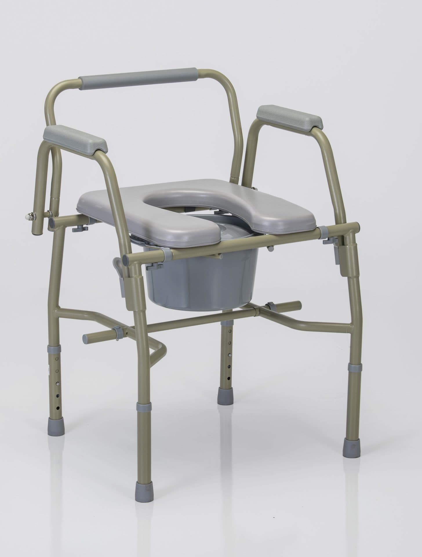 Padded Seat Steel Drop Arm Commode, 300Lb Weight Cap