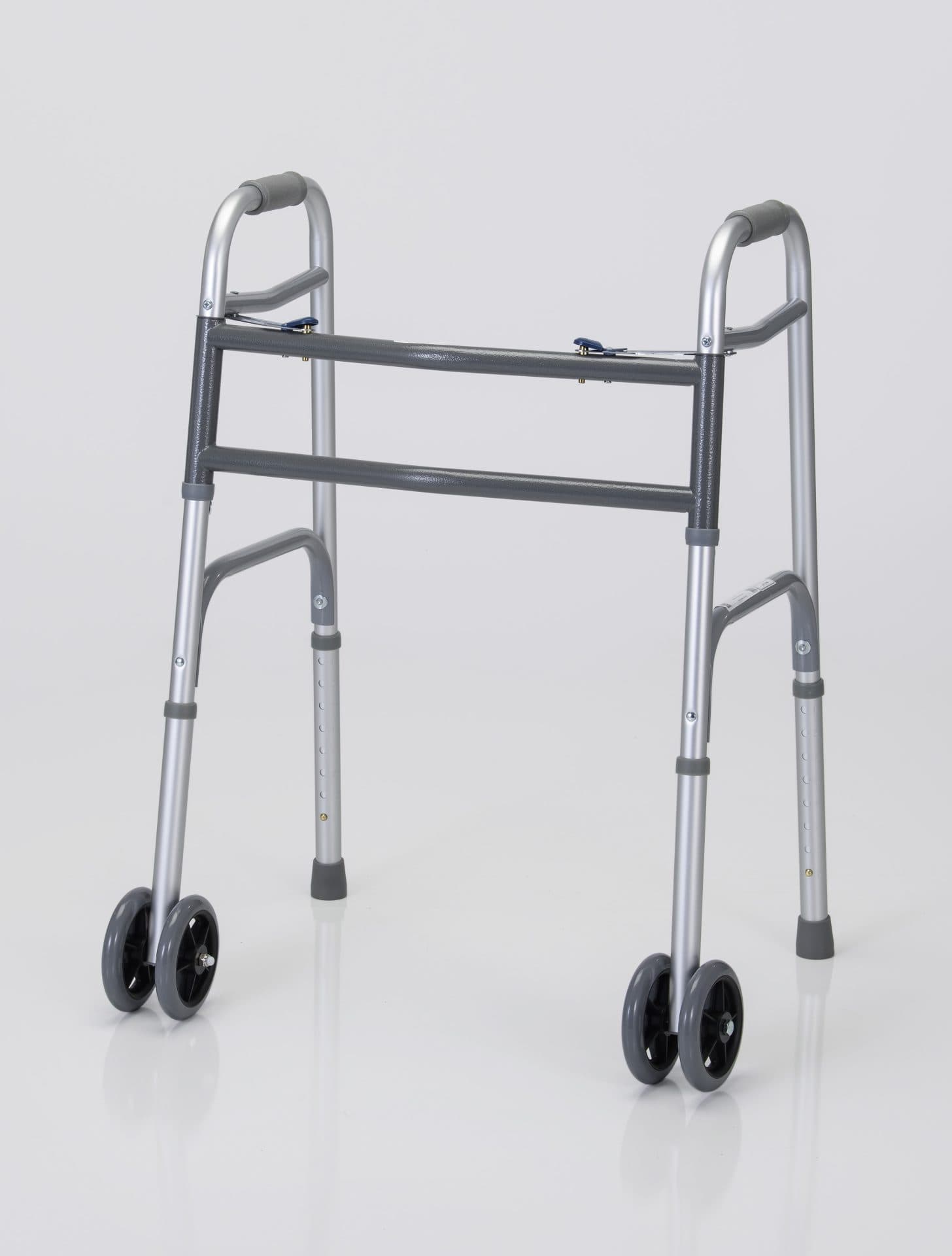 Bariatric Two Button Walker w/ Wheels, 500Lb Weight Cap